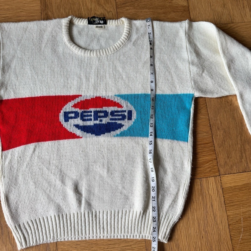 Vintage Pepsi Sweater Acrylic Knit XL Long Sleeve Logo - Picture 8 of 10